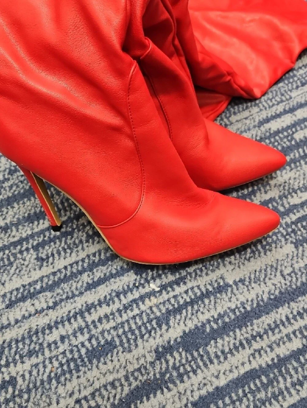 Red Over-the-Knee Pointed Stiletto Boots - Women's Fashion Boots
